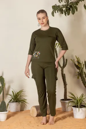 Women's Round Neck Co-ord Set With Chest Pocket