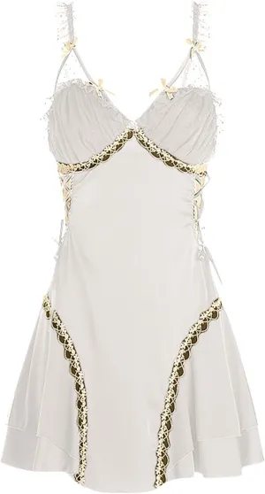 Women's Ruffle Lace Trim Satin Camisole Nightgown Sexy V Neck Spaghetti Strap Chemise Summer Nightdress Sleepwear