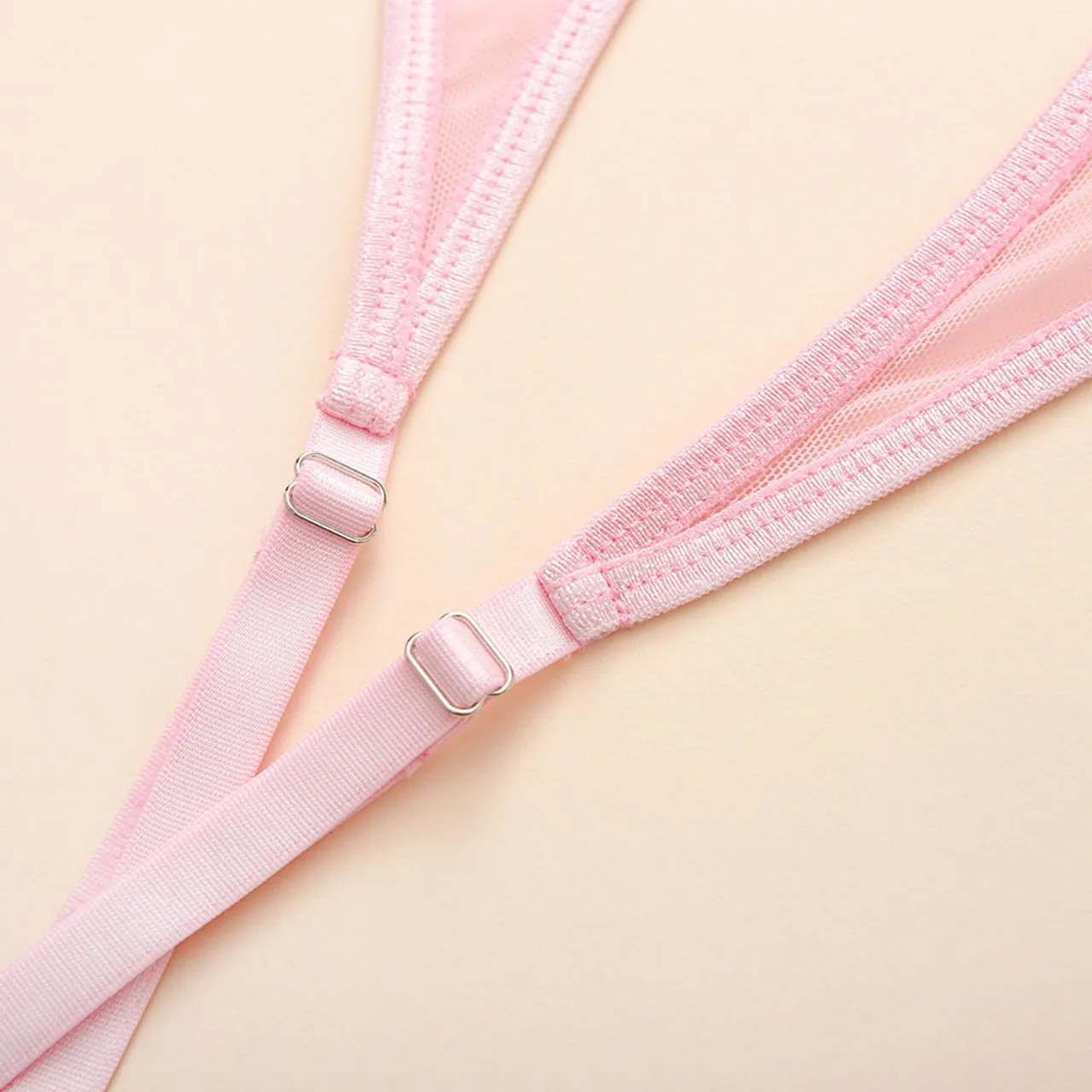 Women's Sexy Lingerie Set with Garter Belt Matching Bra and Panty 4 Piece