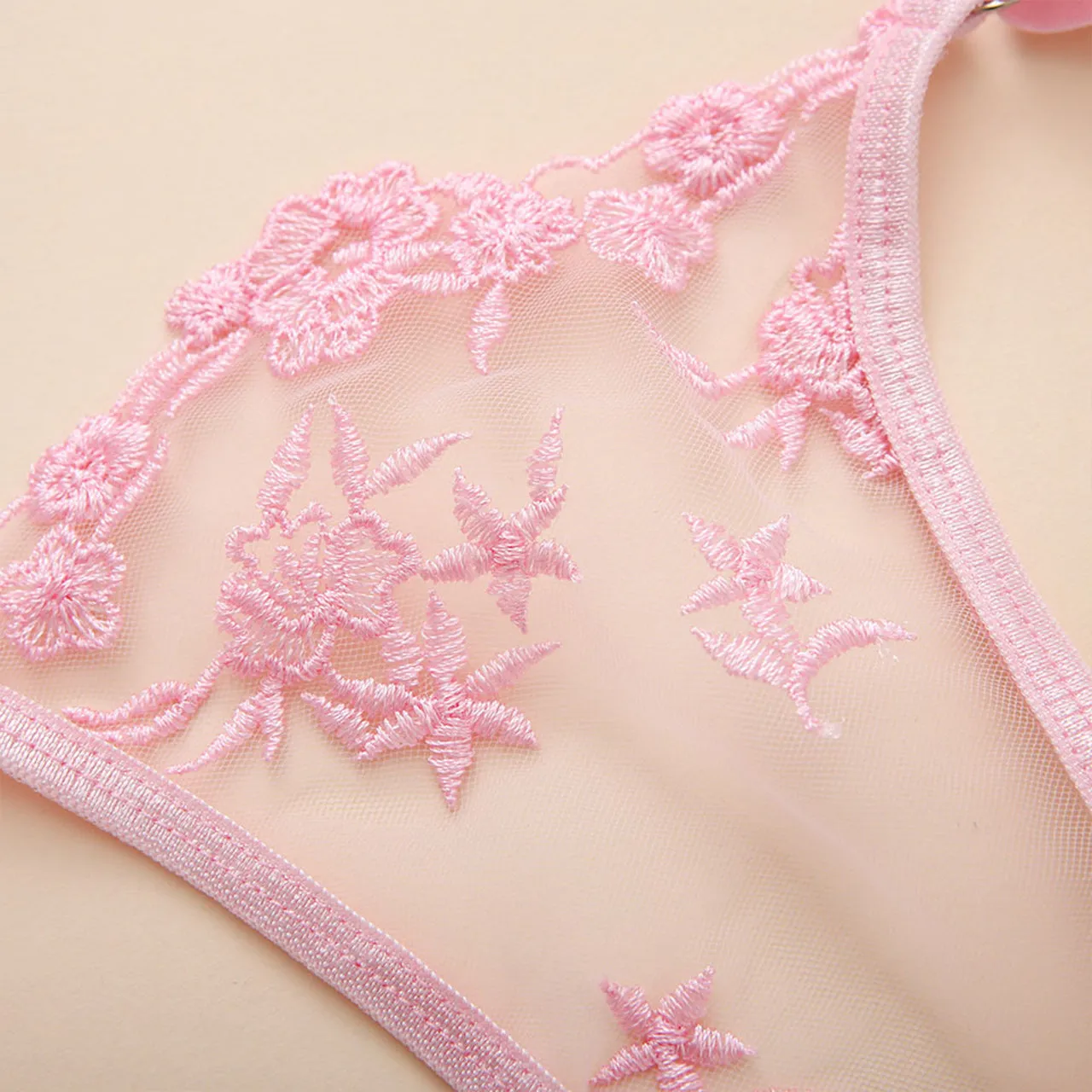 Women's Sexy Lingerie Set with Garter Belt Matching Bra and Panty 4 Piece