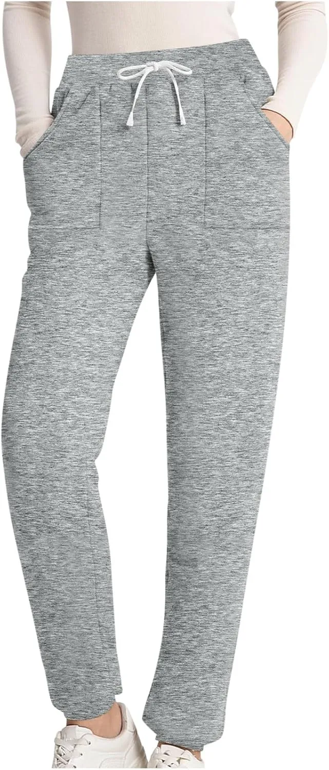 Women's Sherpa Lined Sweatpants with Pockets Winter Warm Jogger Sweatpants Athletic Fleece Lined Pants