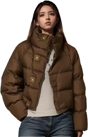 Womens Short Winter Jacket Down Cotton Coat Warm Puffer Parkas Winter Cotton Jacket Outwear