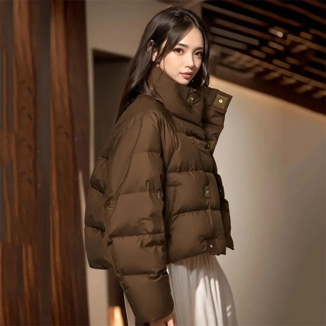 Womens Short Winter Jacket Down Cotton Coat Warm Puffer Parkas Winter Cotton Jacket Outwear