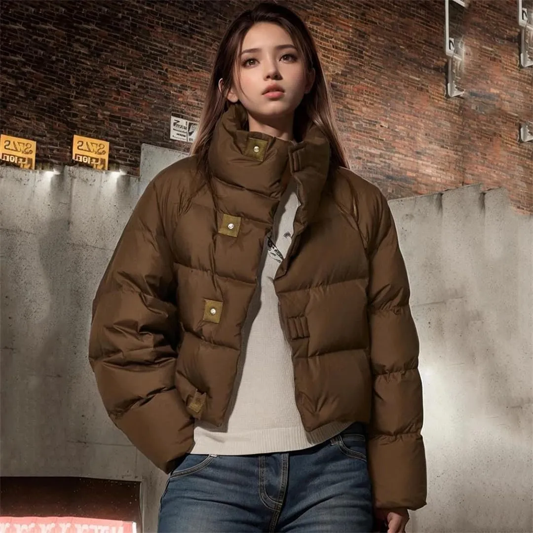 Womens Short Winter Jacket Down Cotton Coat Warm Puffer Parkas Winter Cotton Jacket Outwear