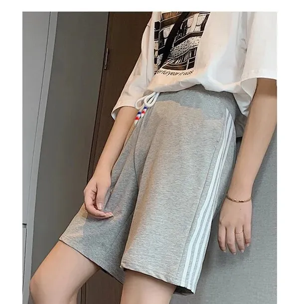 Women's Shorts Summer High Waisted Sports Shorts Loose Bottoms Female Casual Elastic Waist Hot Pants Solid Color Homewear
