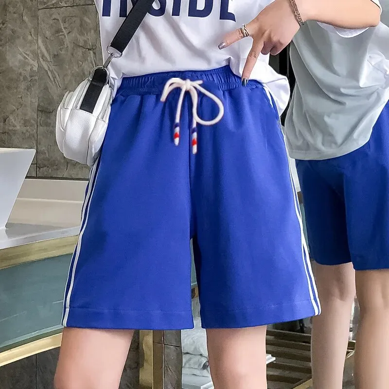 Women's Shorts Summer High Waisted Sports Shorts Loose Bottoms Female Casual Elastic Waist Hot Pants Solid Color Homewear