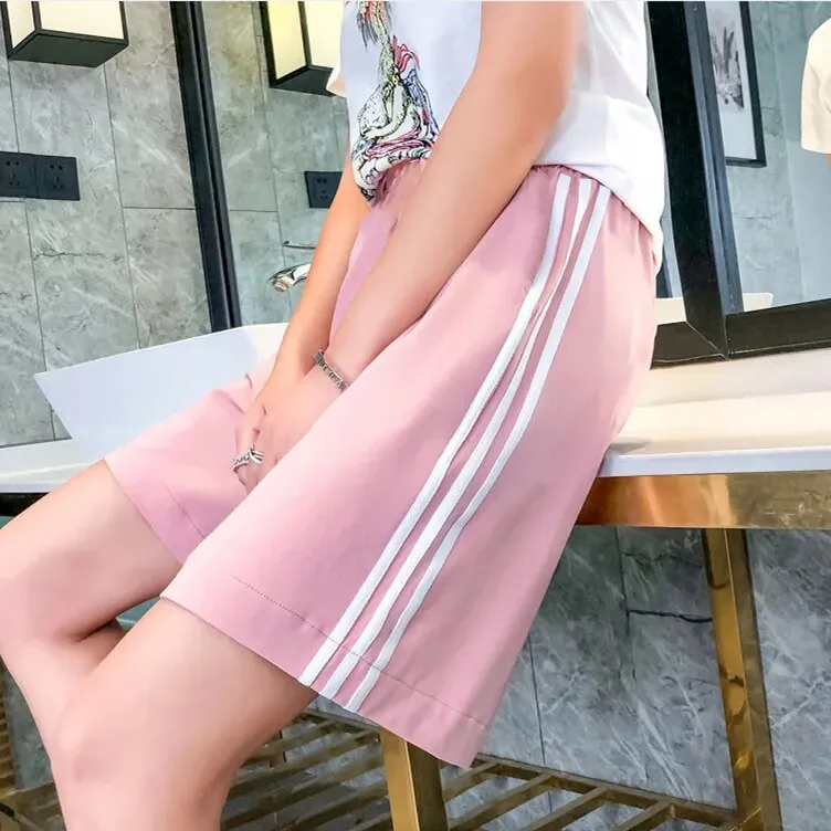 Women's Shorts Summer High Waisted Sports Shorts Loose Bottoms Female Casual Elastic Waist Hot Pants Solid Color Homewear