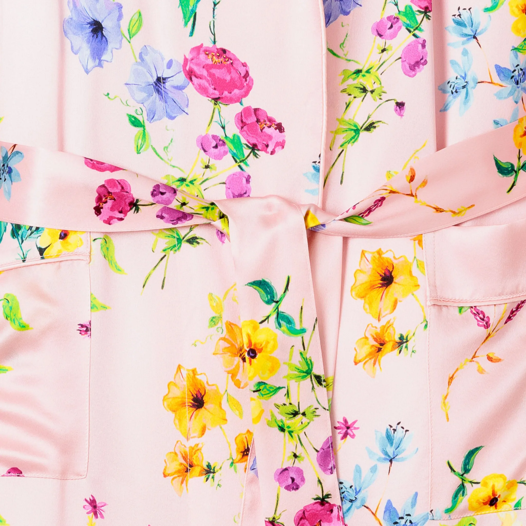 Women's Silk Robe in Blush Brilliant Botanical