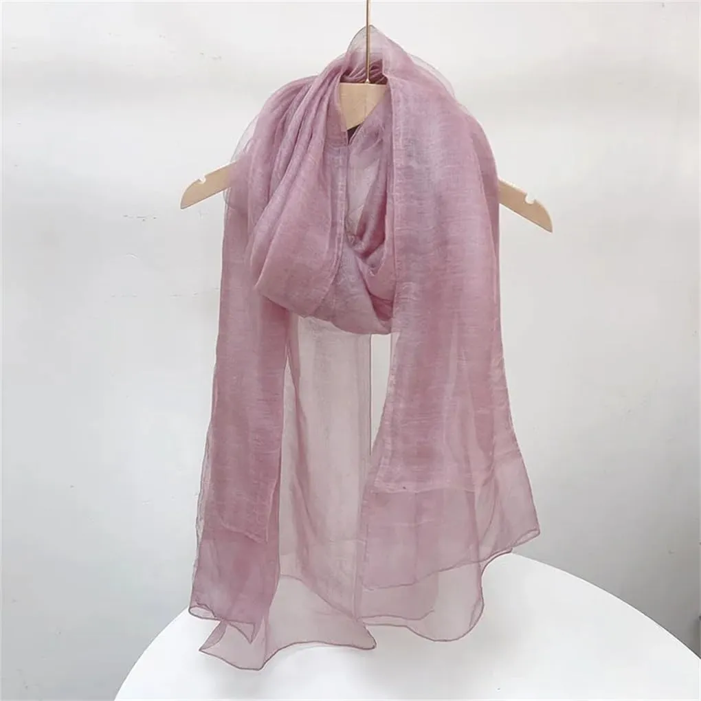 Womens Silk Wool Scarf Lady Warm Shawl Double Layer Silk Scarves