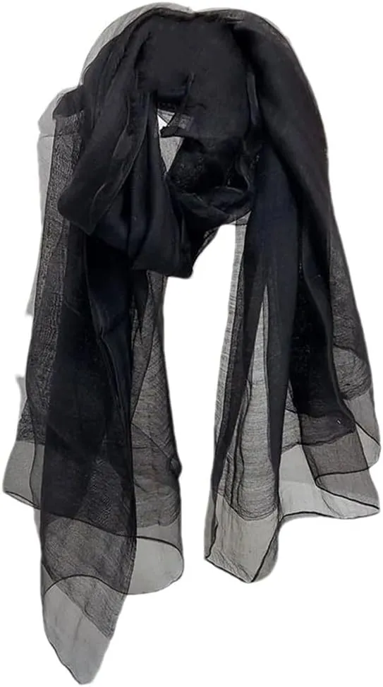 Womens Silk Wool Scarf Lady Warm Shawl Double Layer Silk Scarves