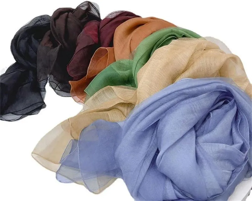 Womens Silk Wool Scarf Lady Warm Shawl Double Layer Silk Scarves
