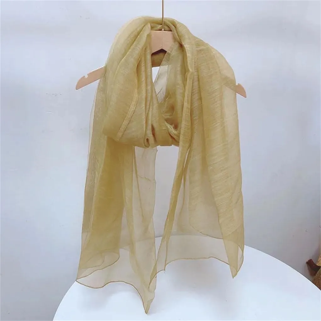 Womens Silk Wool Scarf Lady Warm Shawl Double Layer Silk Scarves