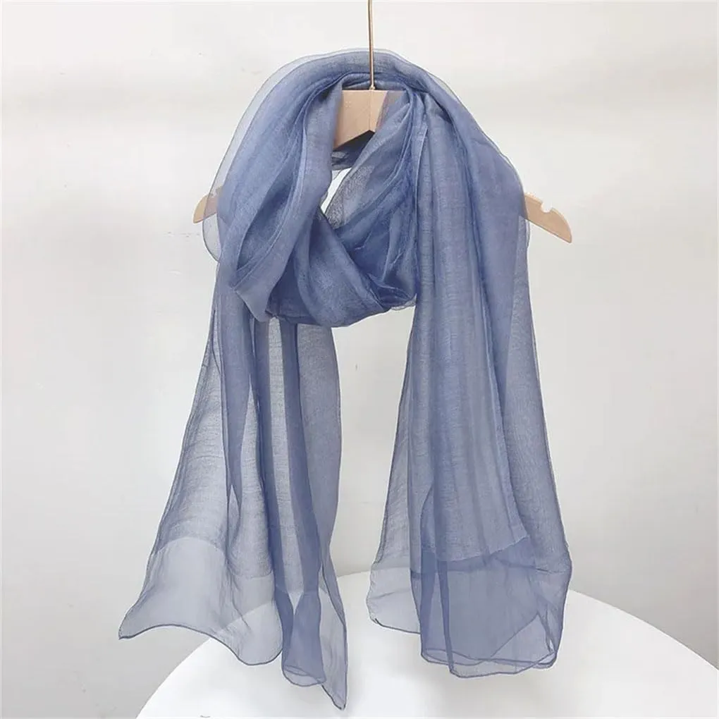 Womens Silk Wool Scarf Lady Warm Shawl Double Layer Silk Scarves