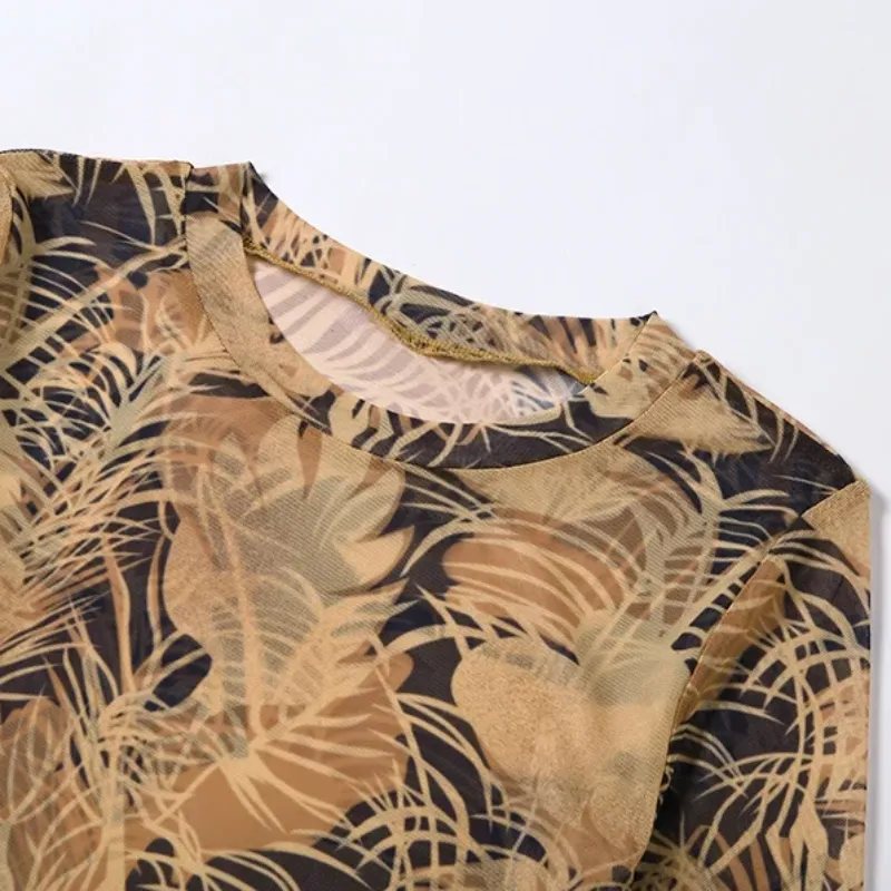 Women's Slim Printed O-Neck Long Sleeve Bodysuit