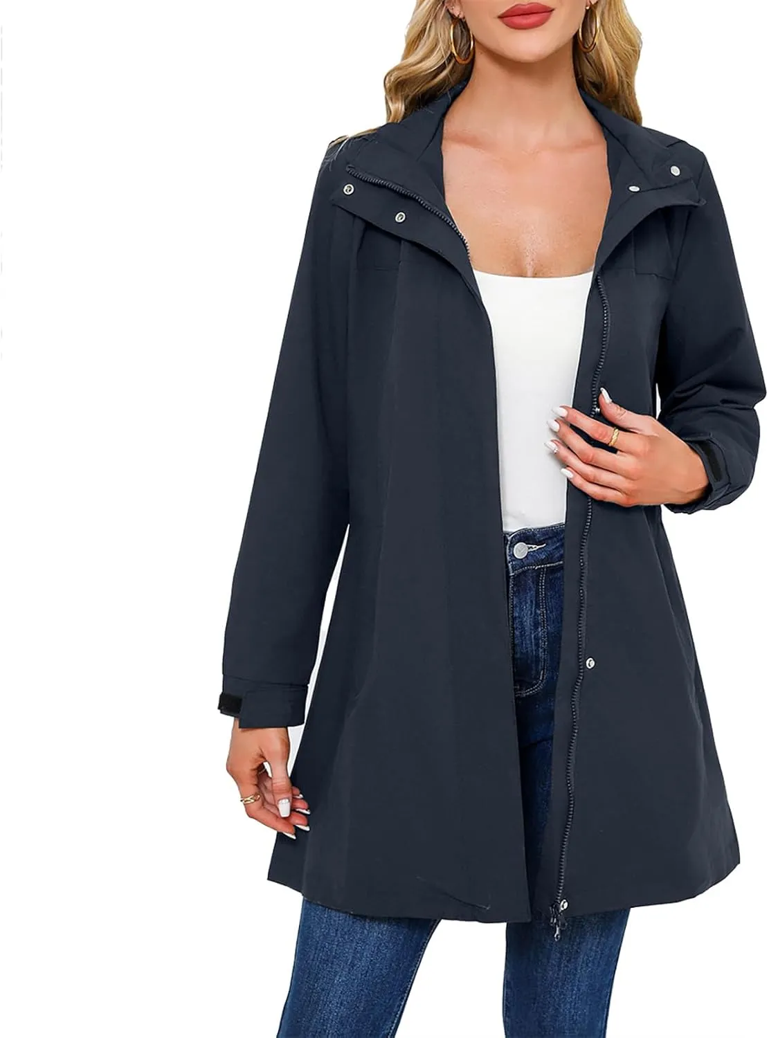 Womens Solid Color Detachable Hat Windbreaker Women's Long Sleeved Thin Jacket Long Sleeved Hooded Casual Jacket