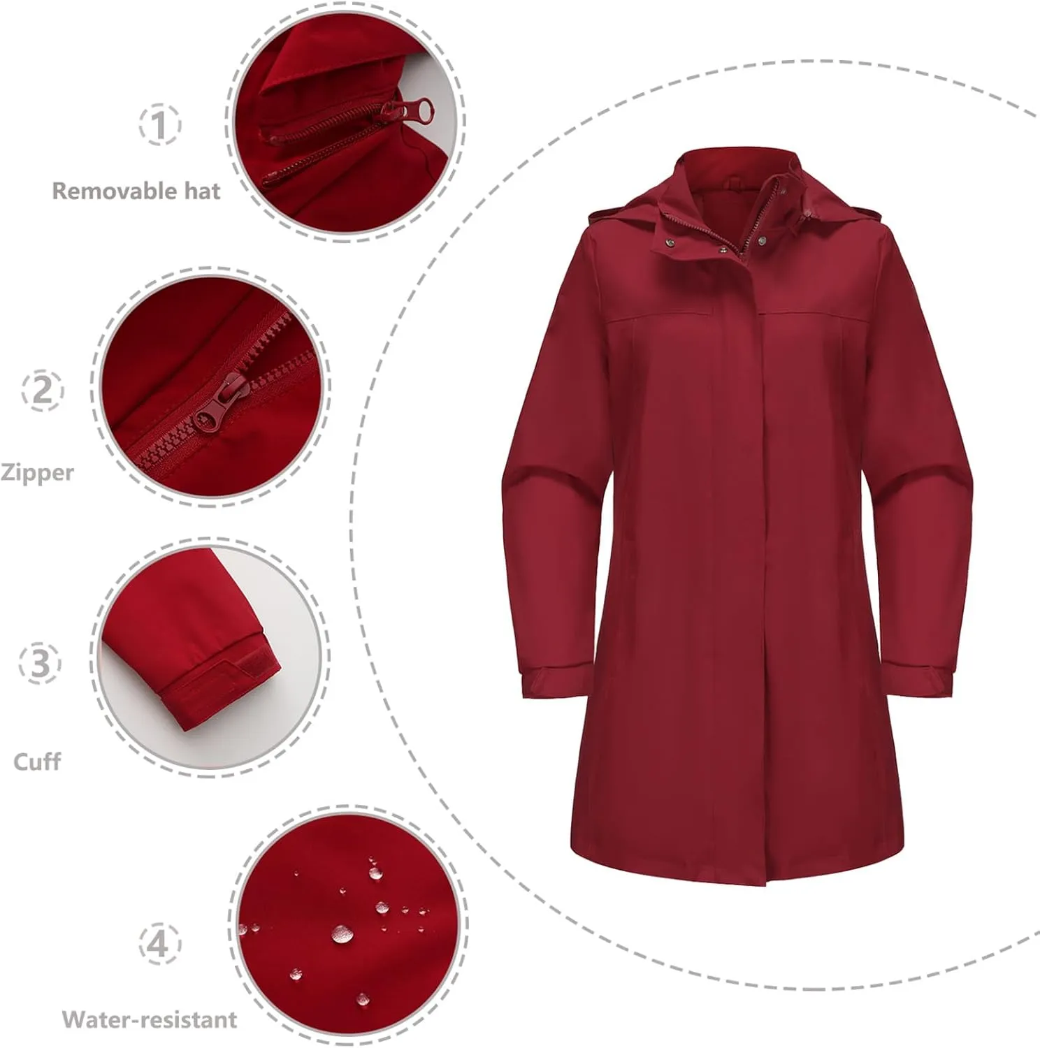 Womens Solid Color Detachable Hat Windbreaker Women's Long Sleeved Thin Jacket Long Sleeved Hooded Casual Jacket