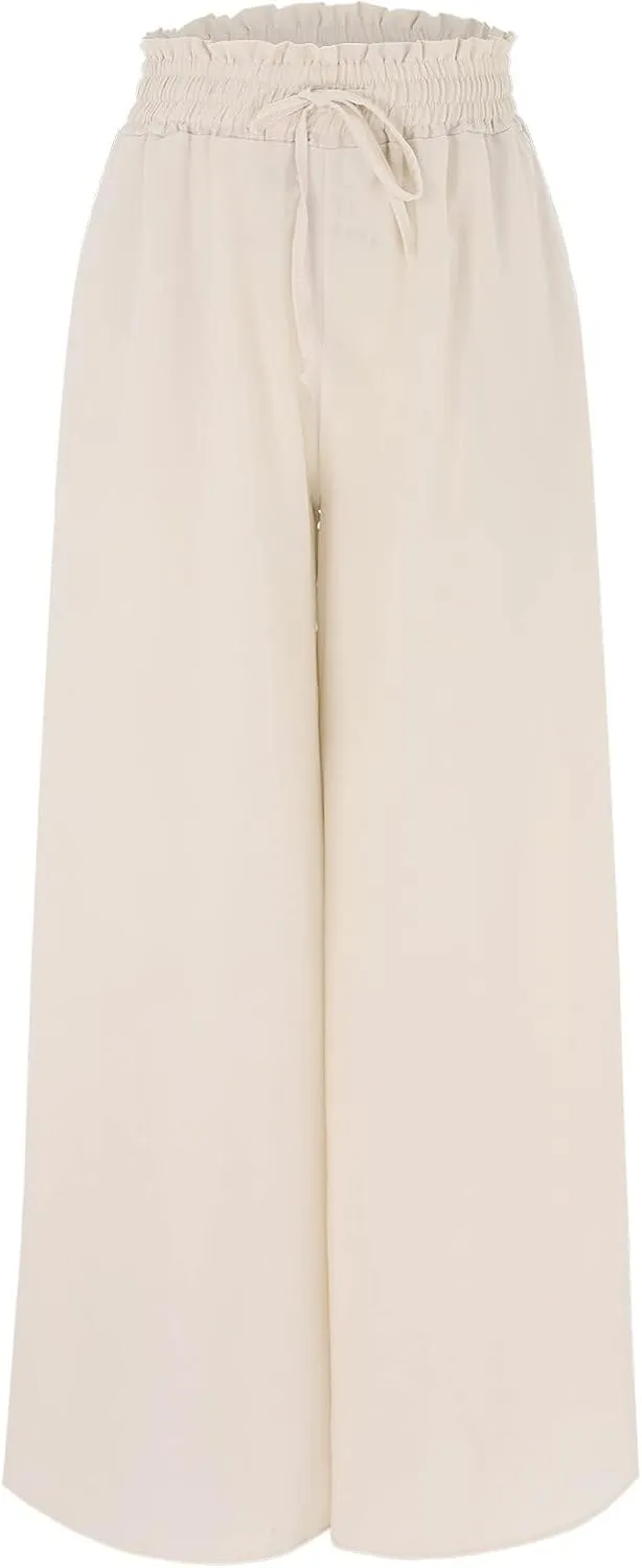 Women's Solid Flowy High Waist Yoga Trousers 2023 Elegant Soft Comfy Lightweight Plus Size Baggy Pants