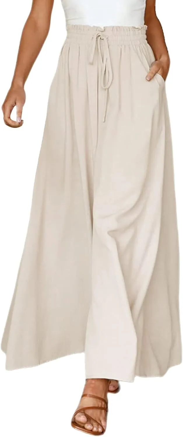 Women's Solid Flowy High Waist Yoga Trousers 2023 Elegant Soft Comfy Lightweight Plus Size Baggy Pants