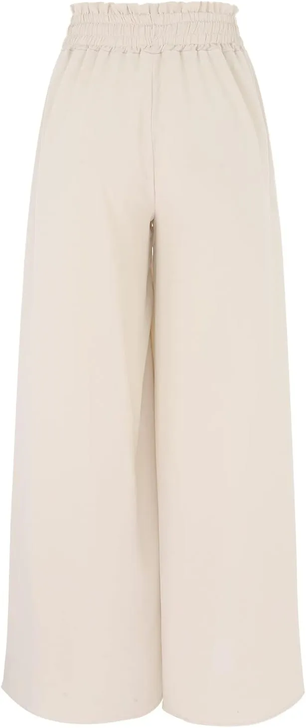Women's Solid Flowy High Waist Yoga Trousers 2023 Elegant Soft Comfy Lightweight Plus Size Baggy Pants