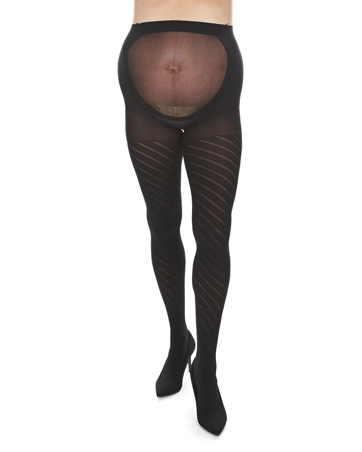 Women's Spiral Patterned Cotton Blend Maternity Tights