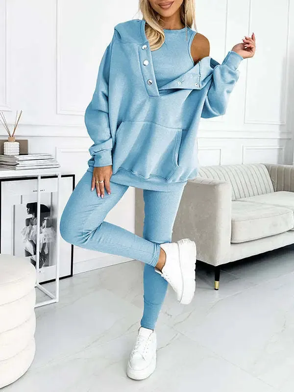 Women's sports casual hooded sweatshirt thickened thread
