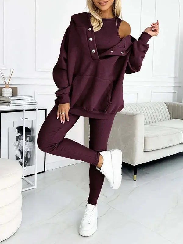 Women's sports casual hooded sweatshirt thickened thread