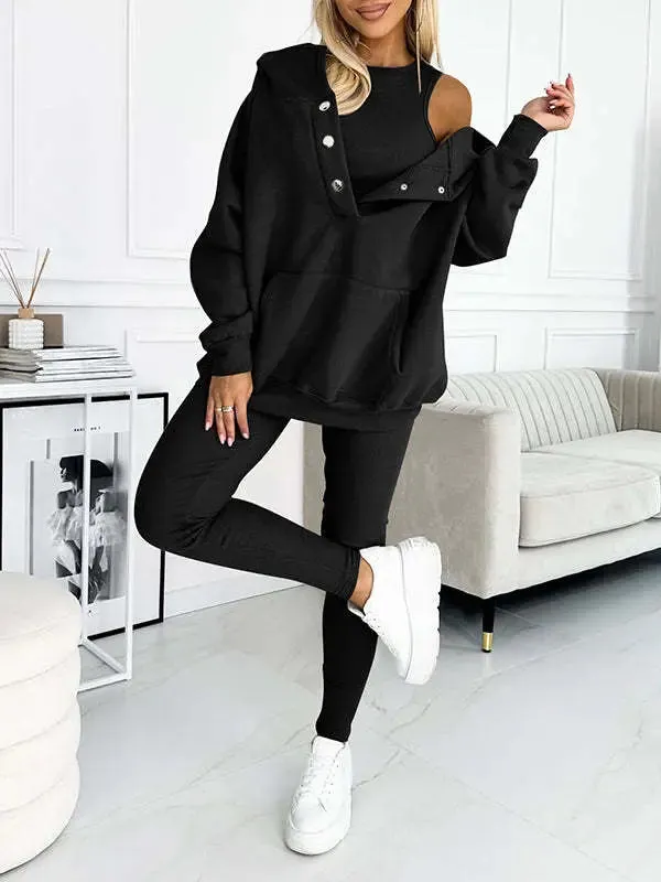 Women's sports casual hooded sweatshirt thickened thread