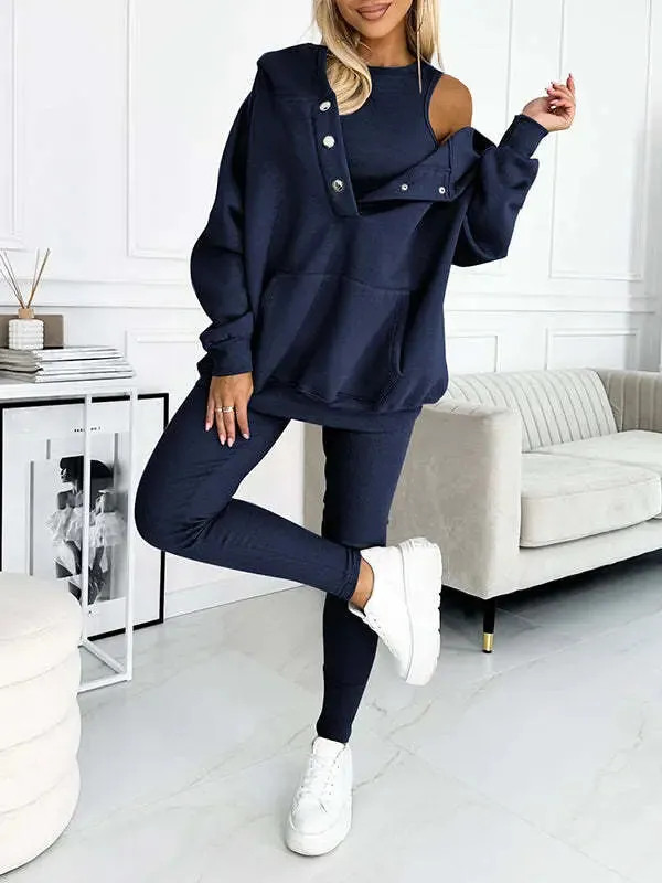 Women's sports casual hooded sweatshirt thickened thread