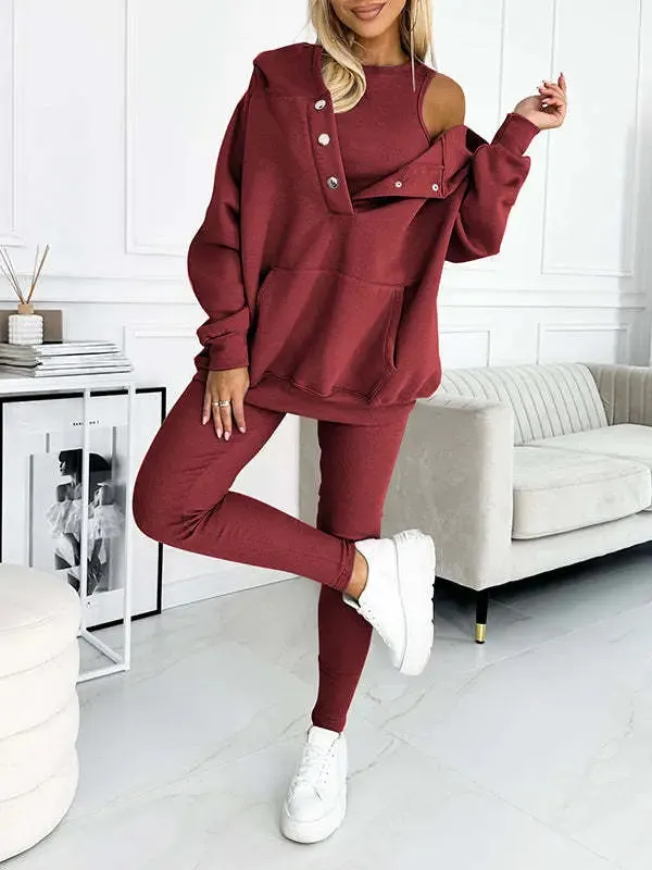 Women's sports casual hooded sweatshirt thickened thread