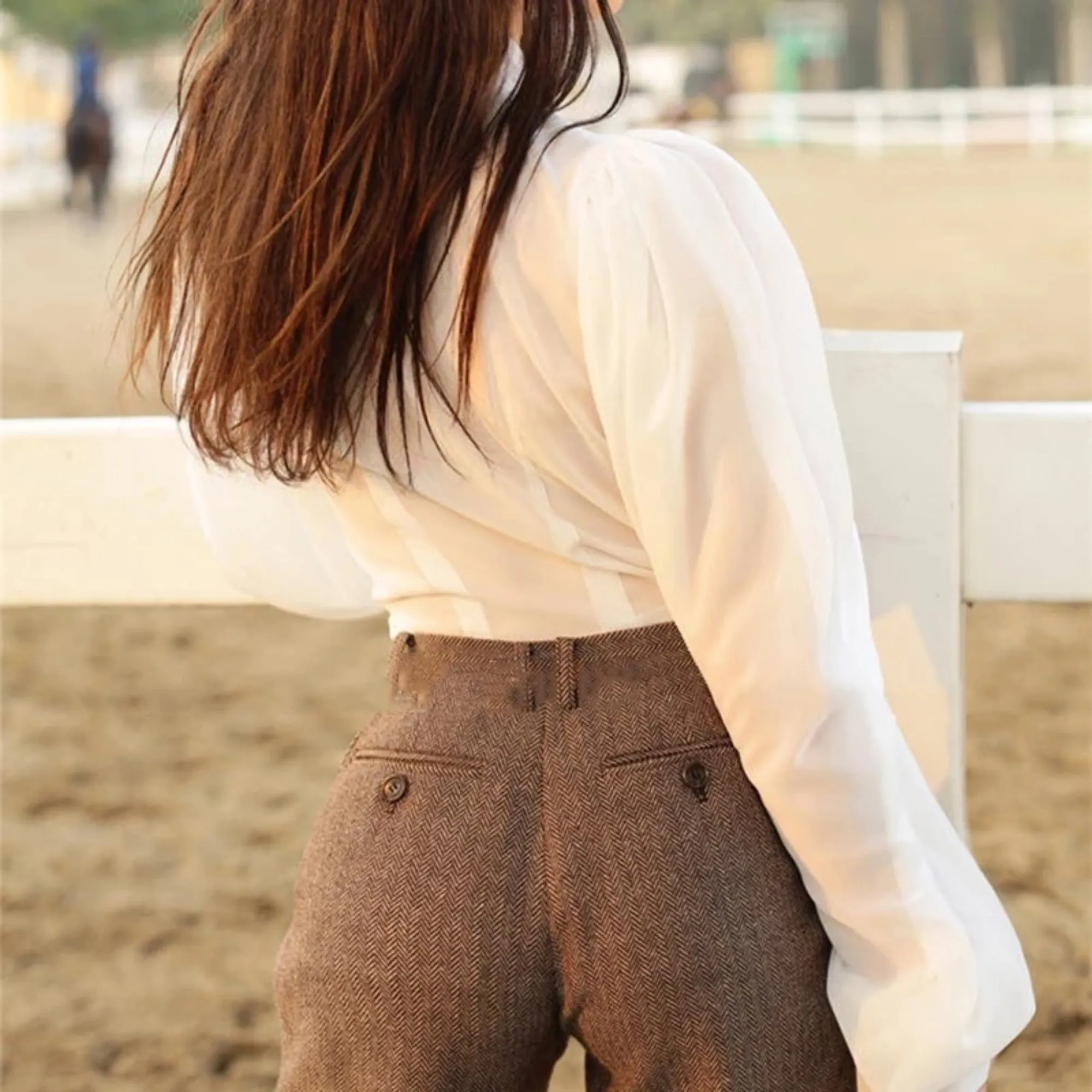 Women's Spring Chiffon Long-Sleeved Blouse With Buttons