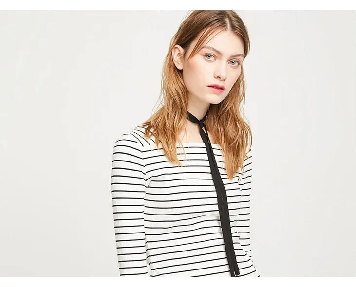 Women's Spring Striped Long-Sleeved T-Shirt