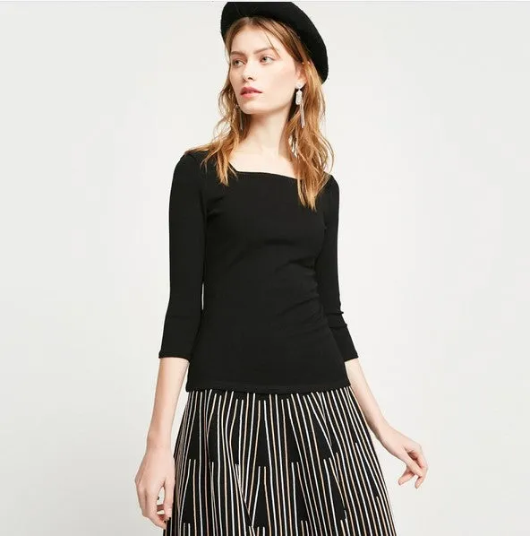 Women's Spring Striped Long-Sleeved T-Shirt
