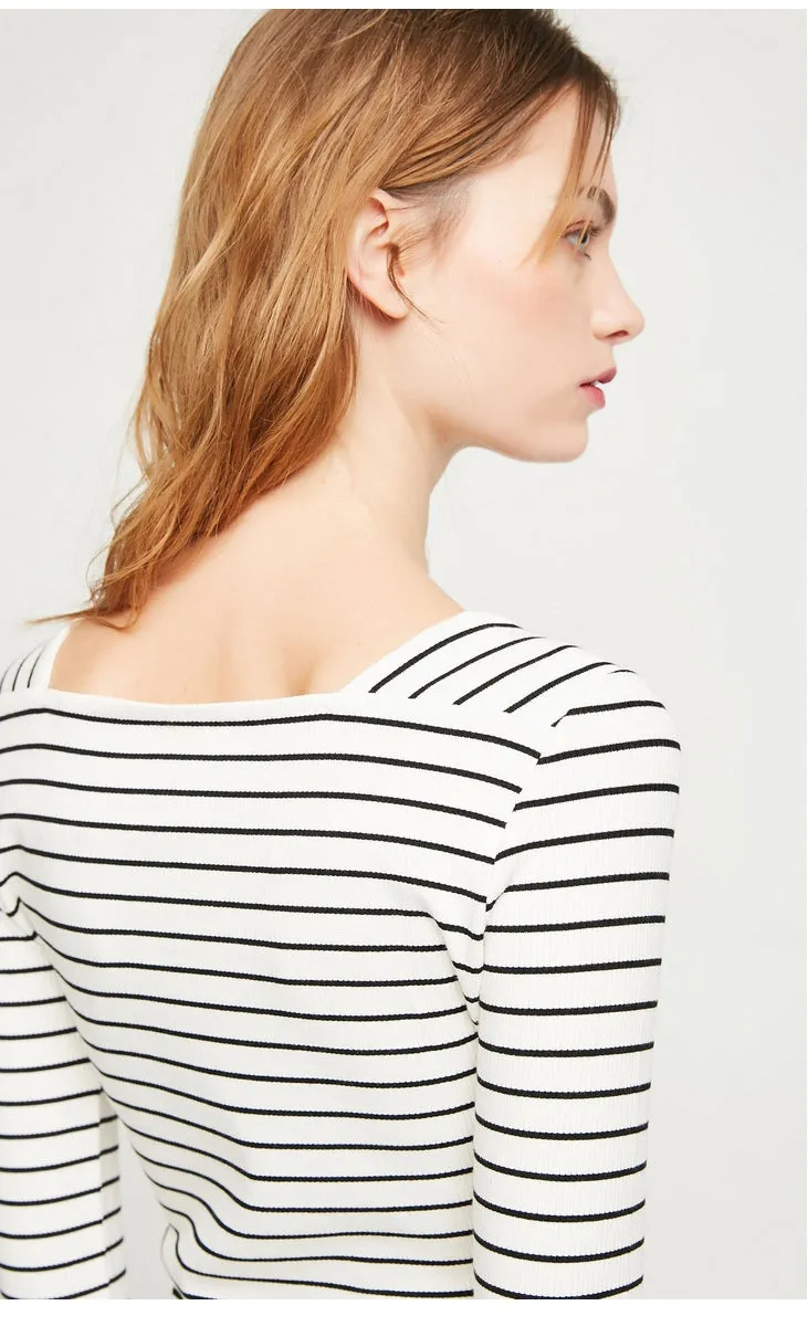 Women's Spring Striped Long-Sleeved T-Shirt