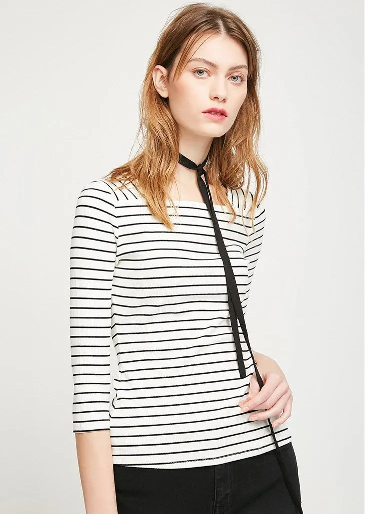 Women's Spring Striped Long-Sleeved T-Shirt