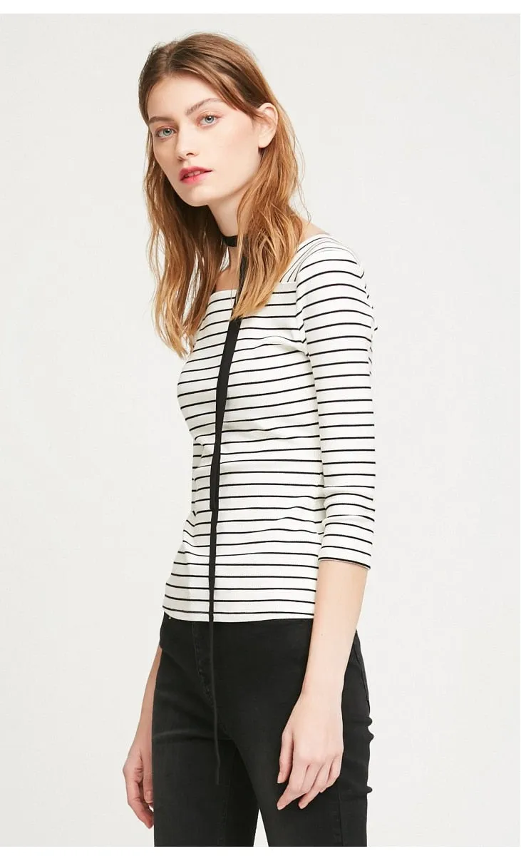 Women's Spring Striped Long-Sleeved T-Shirt