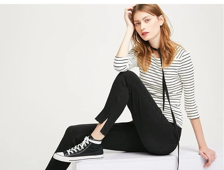 Women's Spring Striped Long-Sleeved T-Shirt