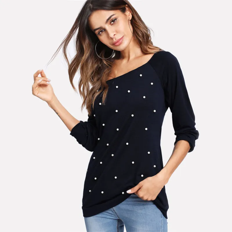 Women's Spring T-Shirt With Pearl