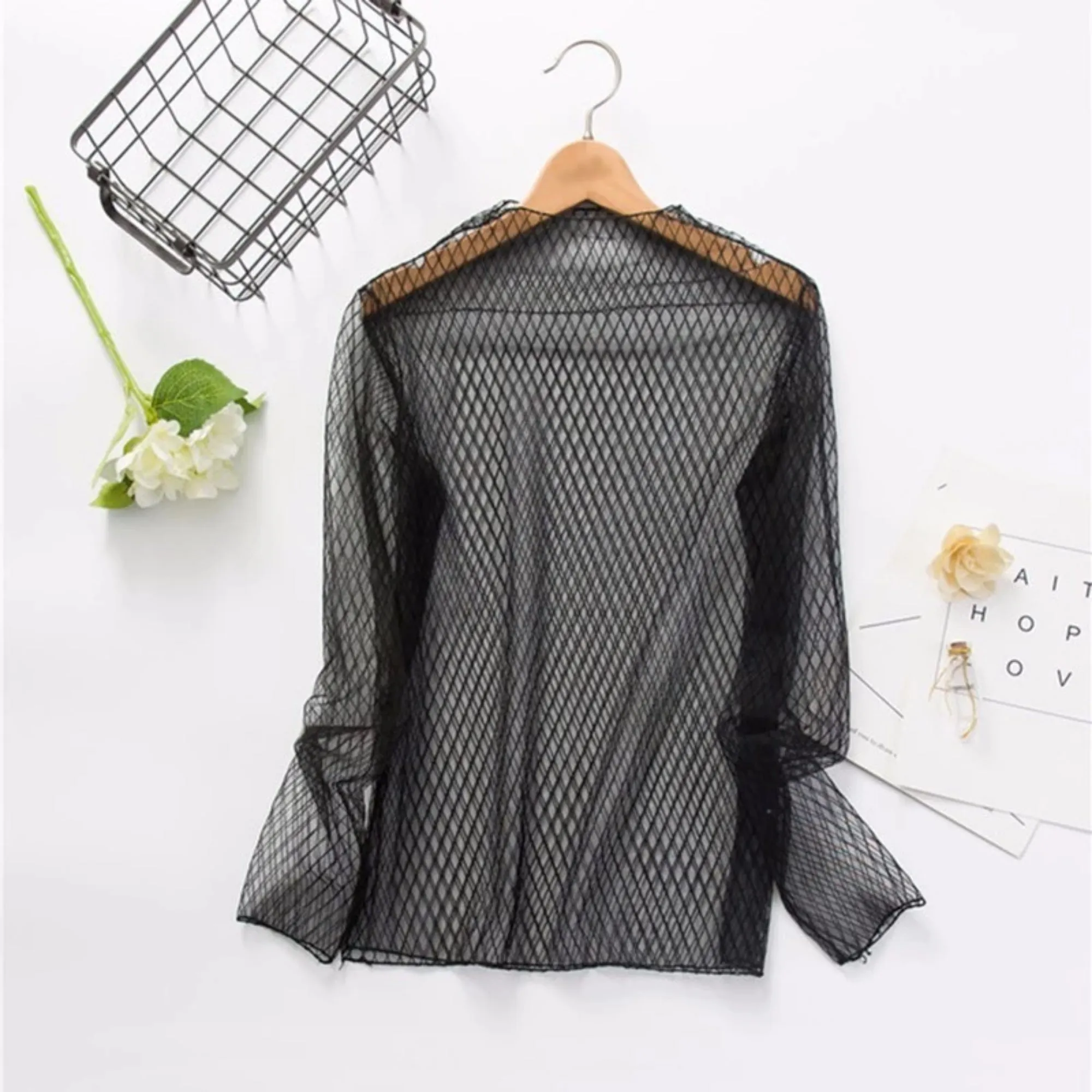 Women's Spring Transparent Polyester Mesh T-Shirt