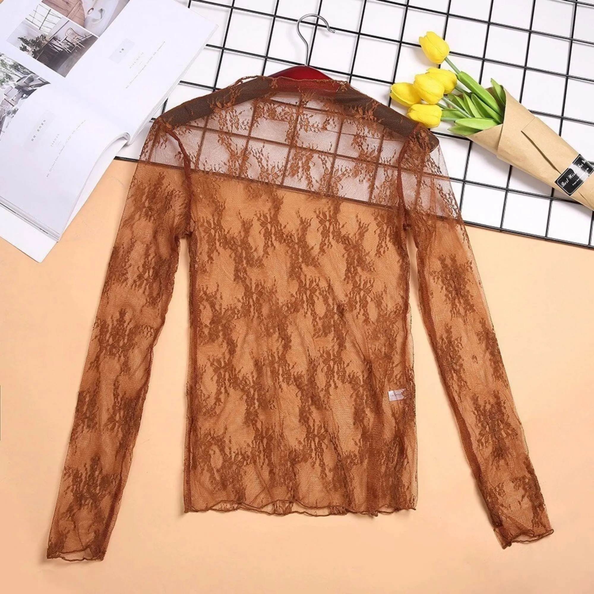 Women's Spring Transparent Polyester Mesh T-Shirt