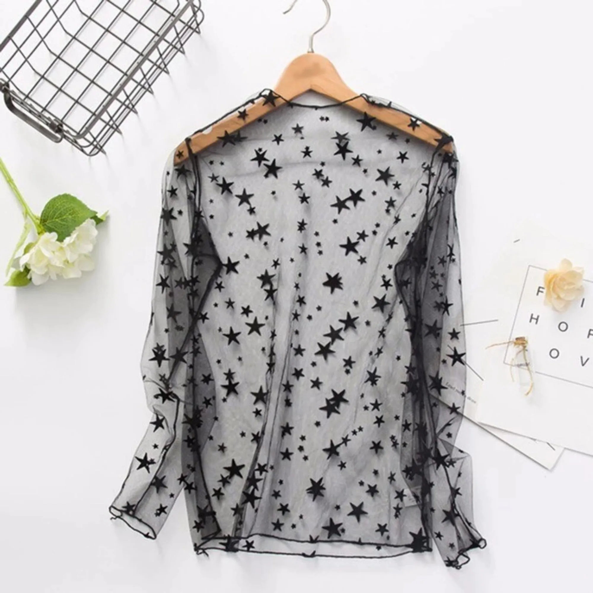 Women's Spring Transparent Polyester Mesh T-Shirt