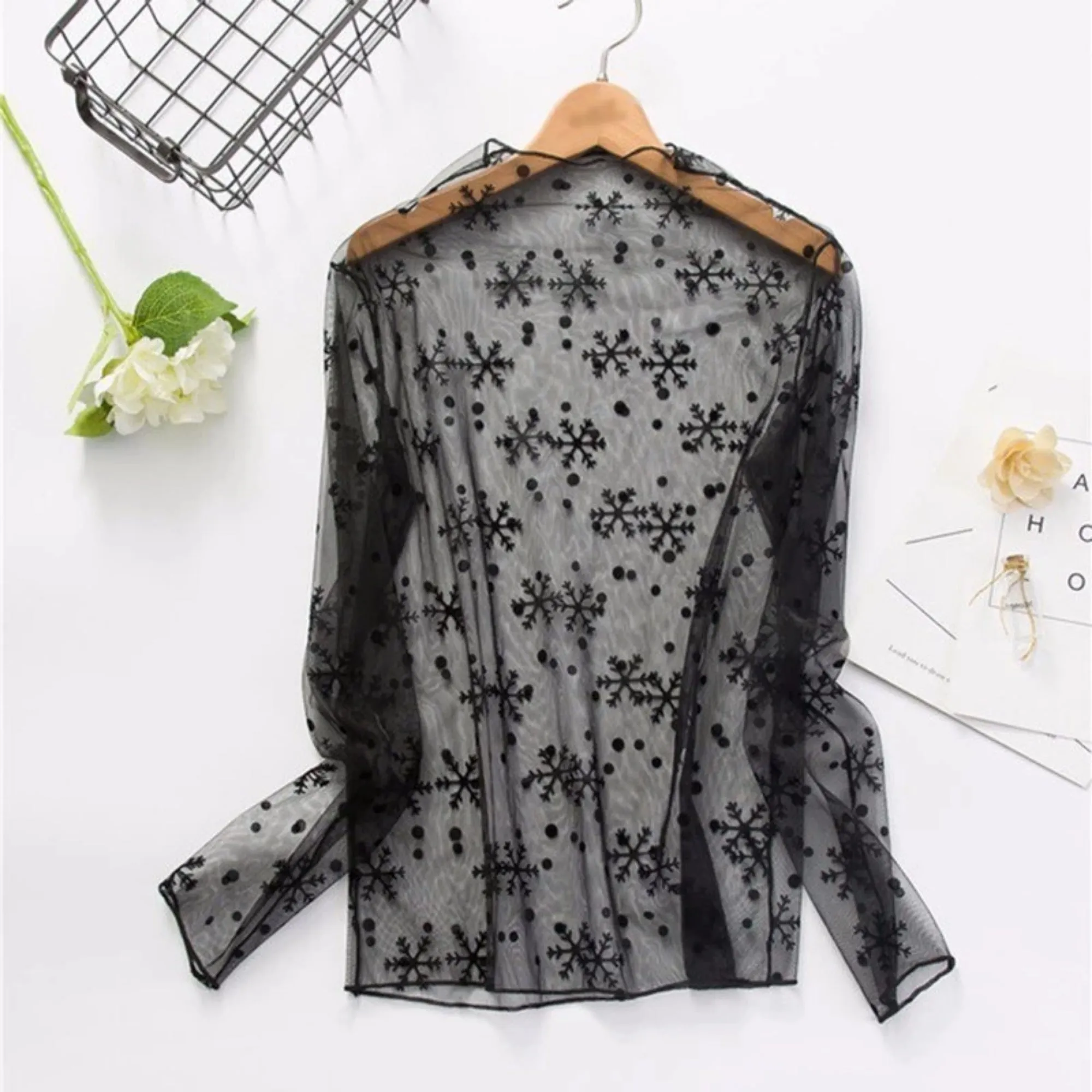 Women's Spring Transparent Polyester Mesh T-Shirt