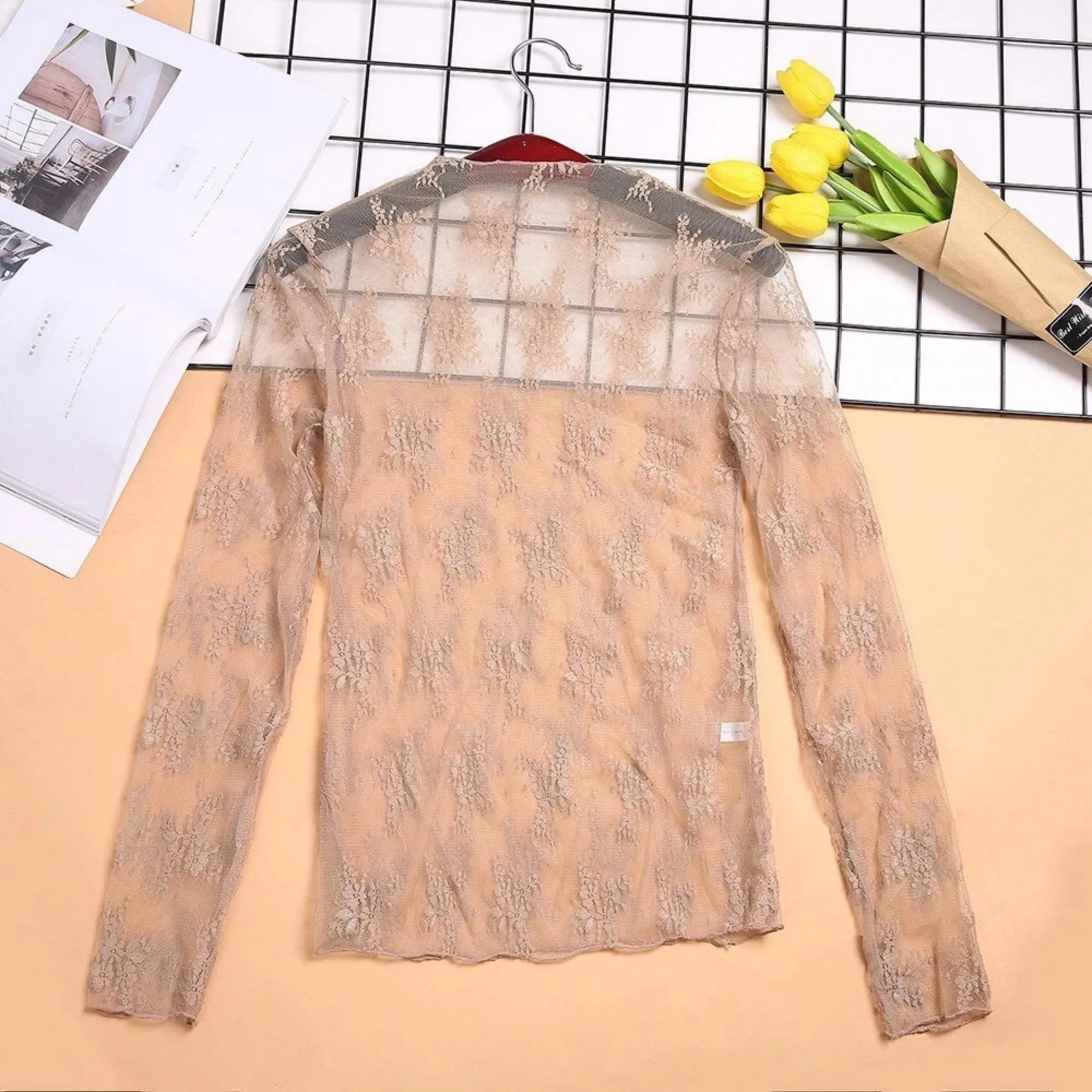 Women's Spring Transparent Polyester Mesh T-Shirt