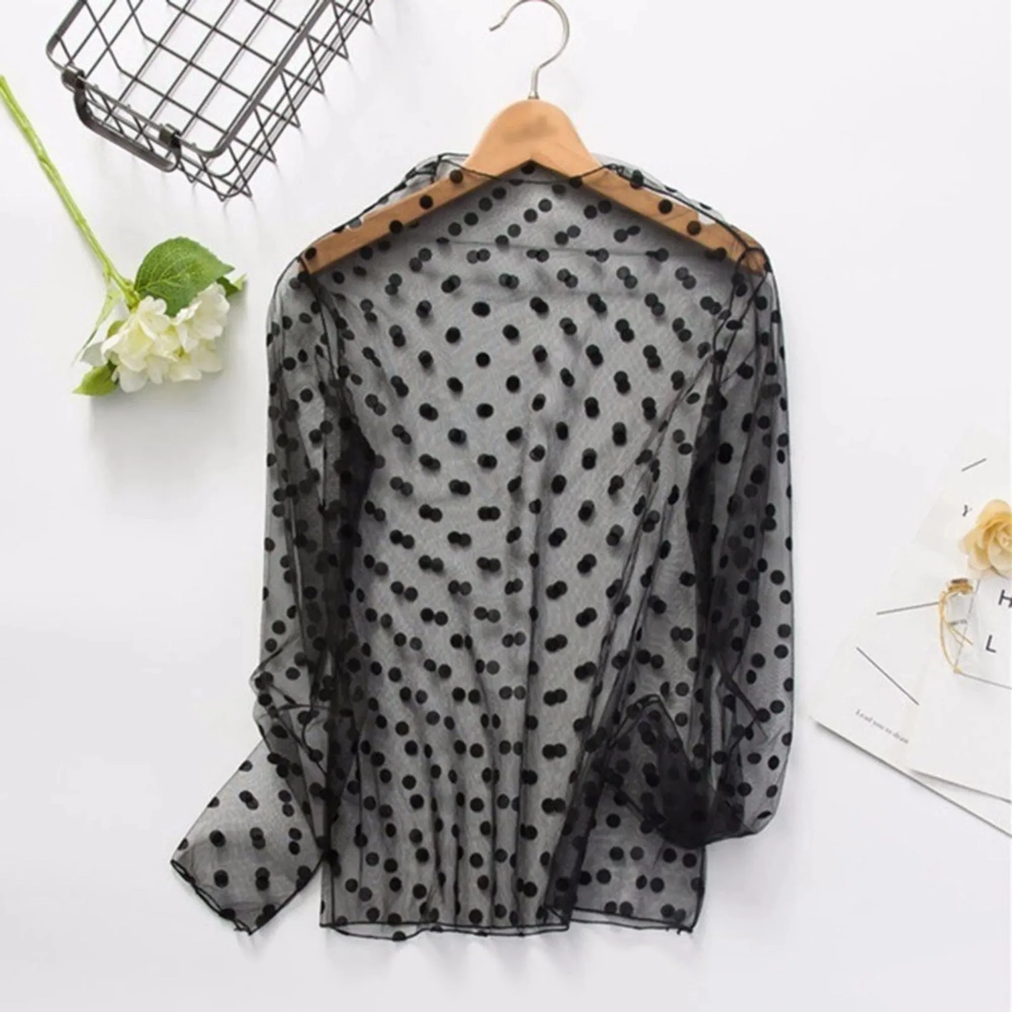Women's Spring Transparent Polyester Mesh T-Shirt