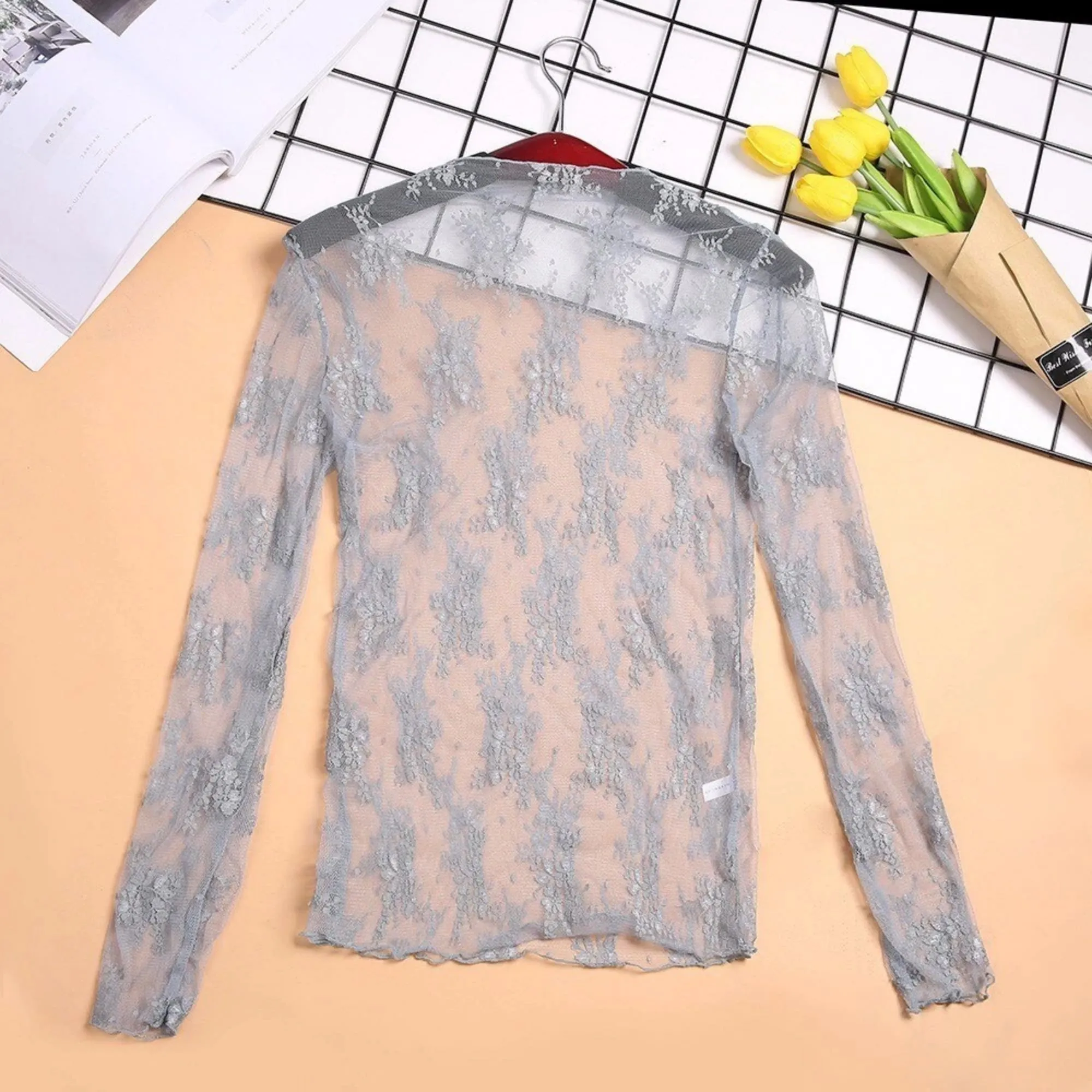Women's Spring Transparent Polyester Mesh T-Shirt