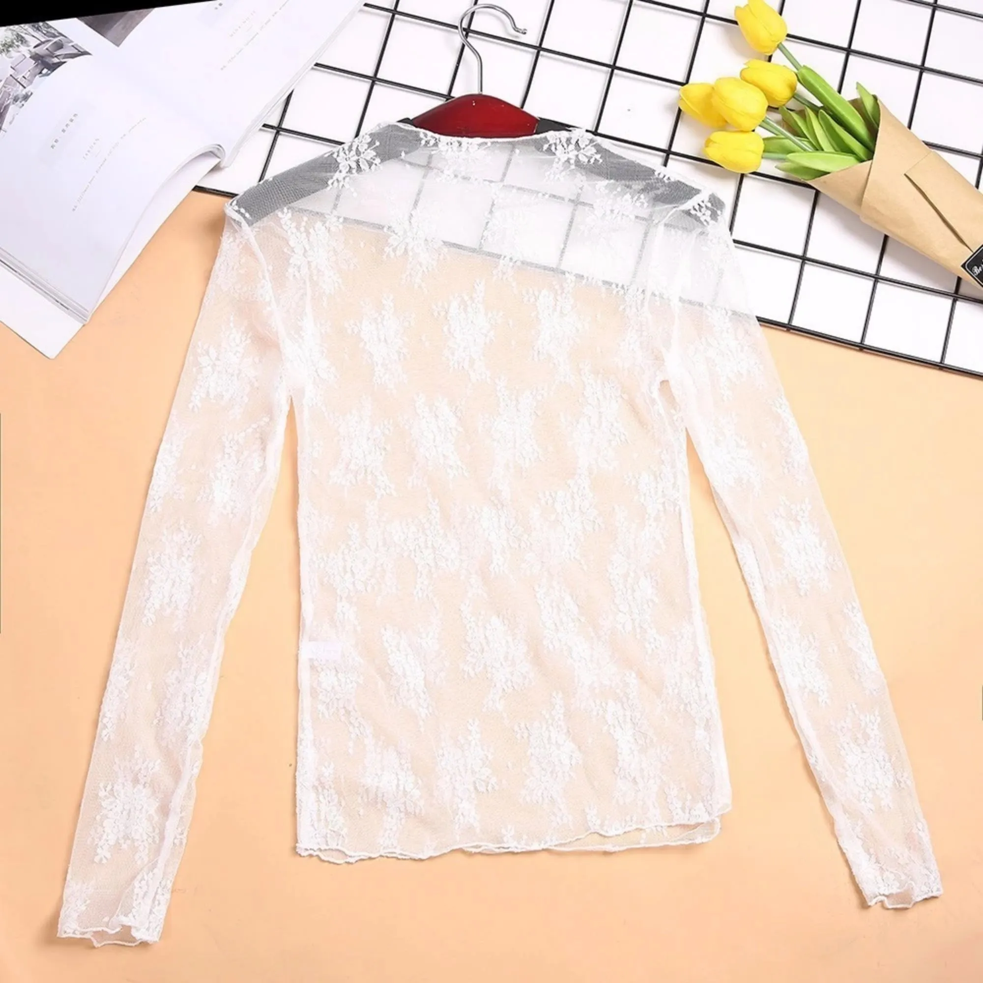 Women's Spring Transparent Polyester Mesh T-Shirt