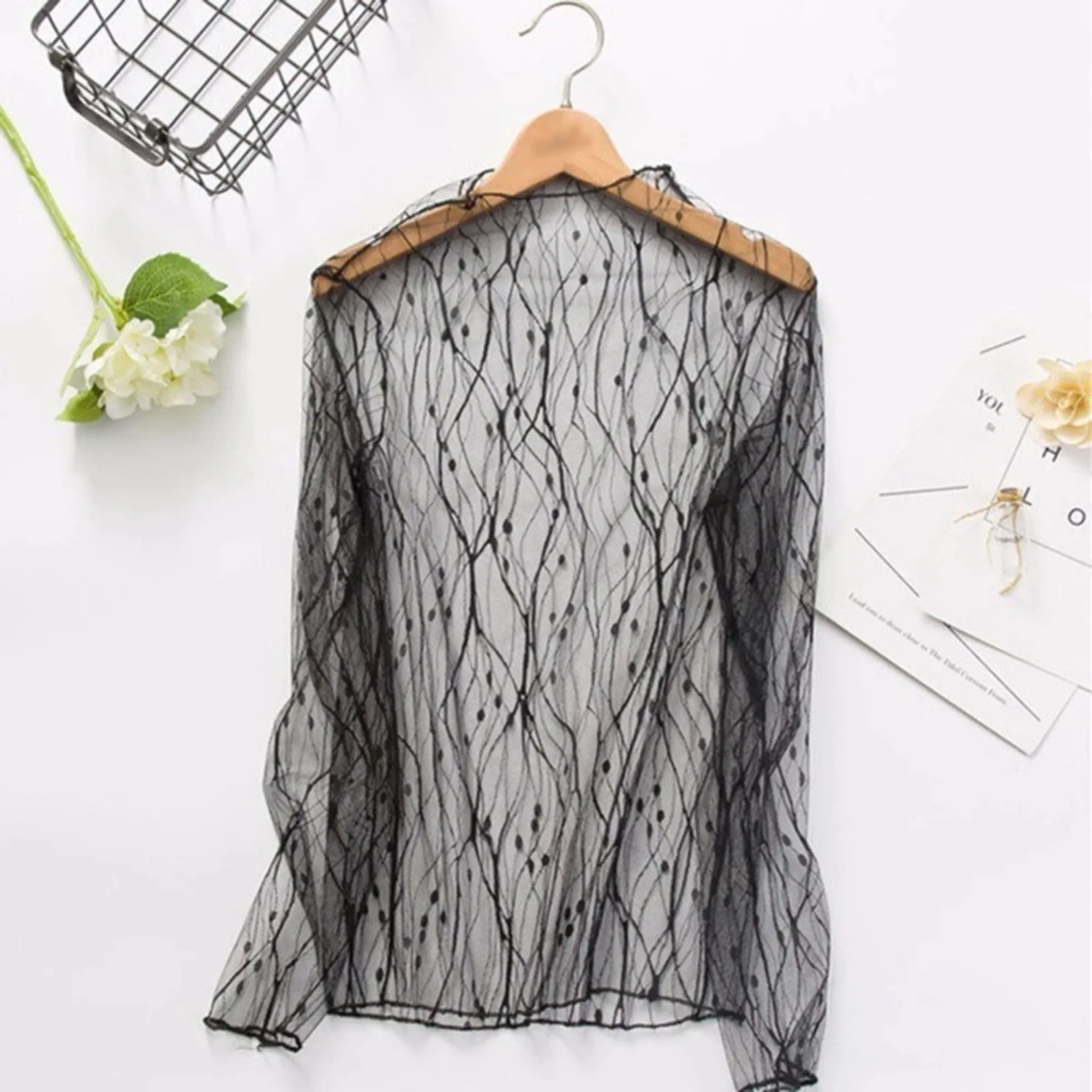 Women's Spring Transparent Polyester Mesh T-Shirt