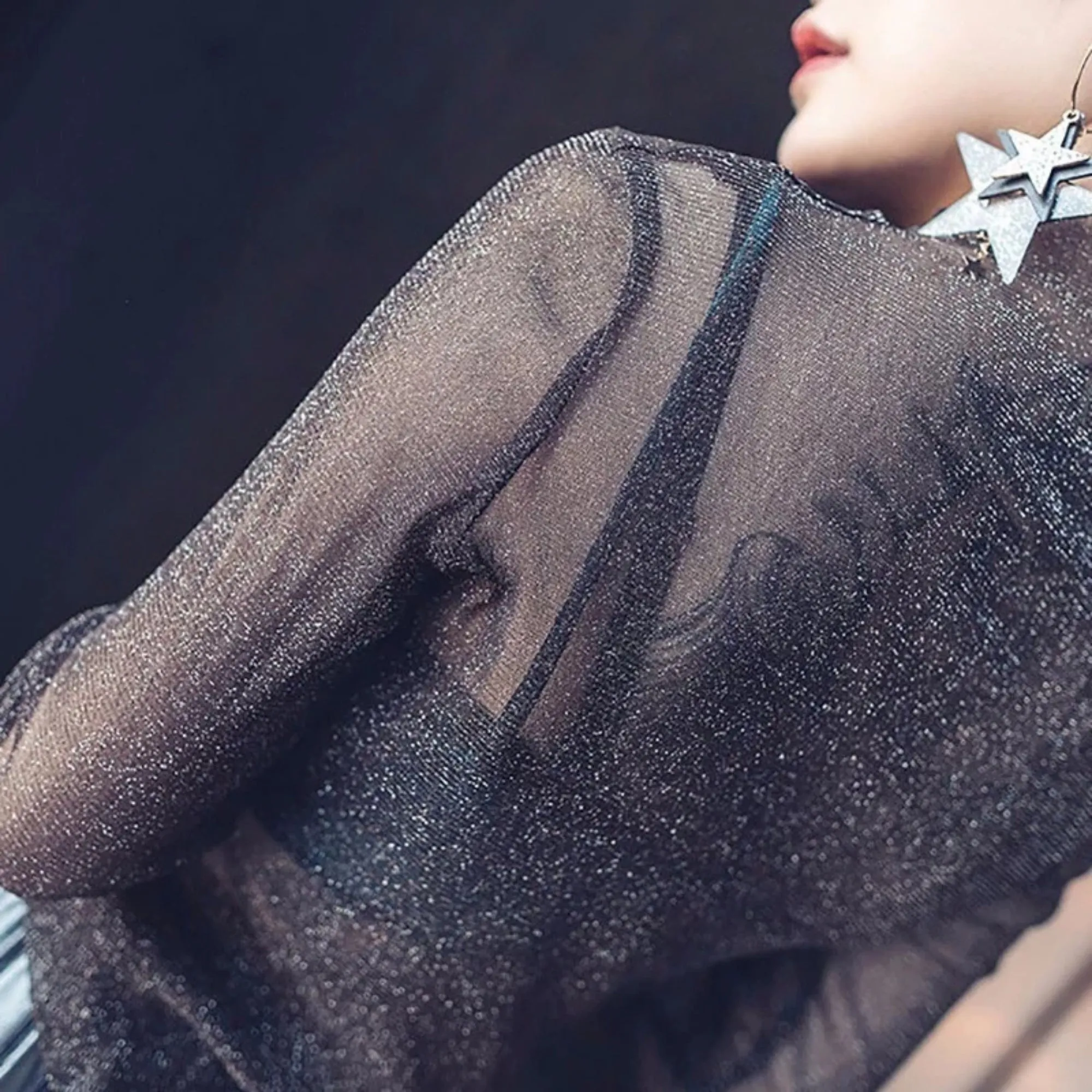 Women's Spring Transparent Polyester Mesh T-Shirt