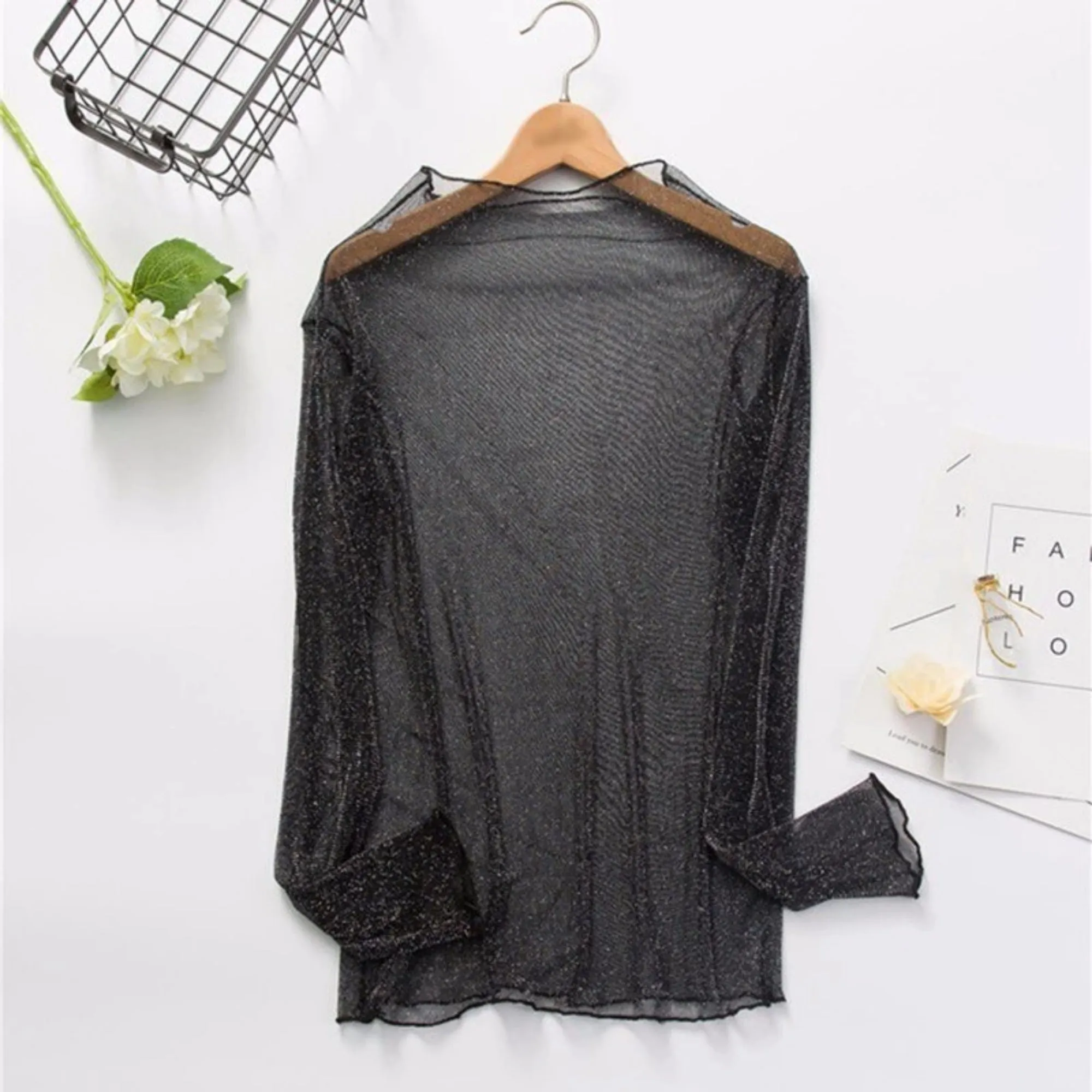 Women's Spring Transparent Polyester Mesh T-Shirt