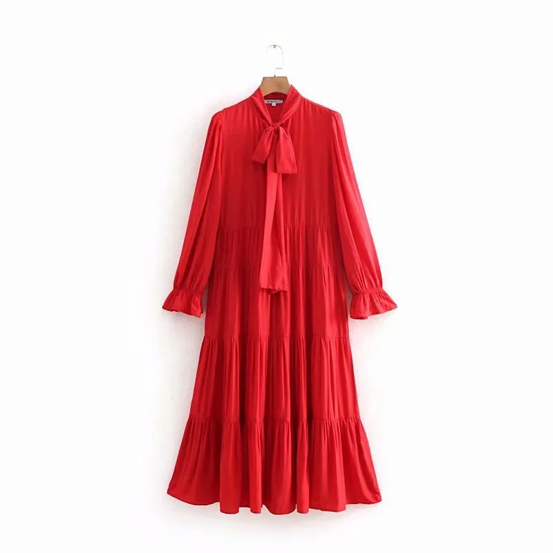 Women's Spring/Autumn Long Dress With Ruffles