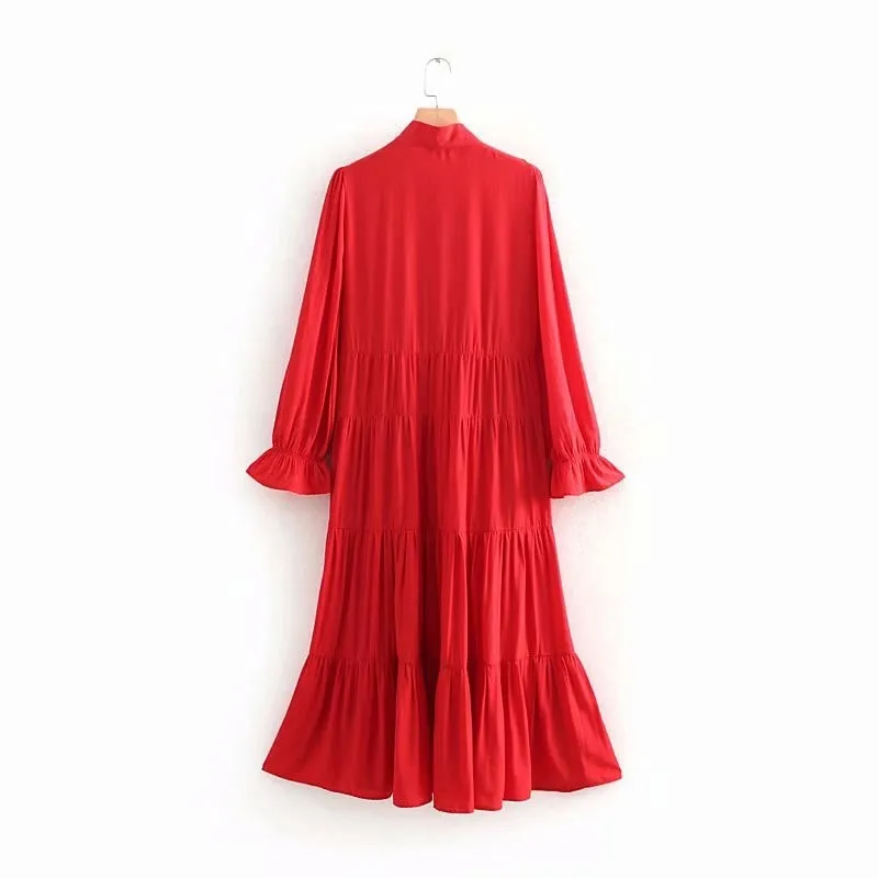 Women's Spring/Autumn Long Dress With Ruffles
